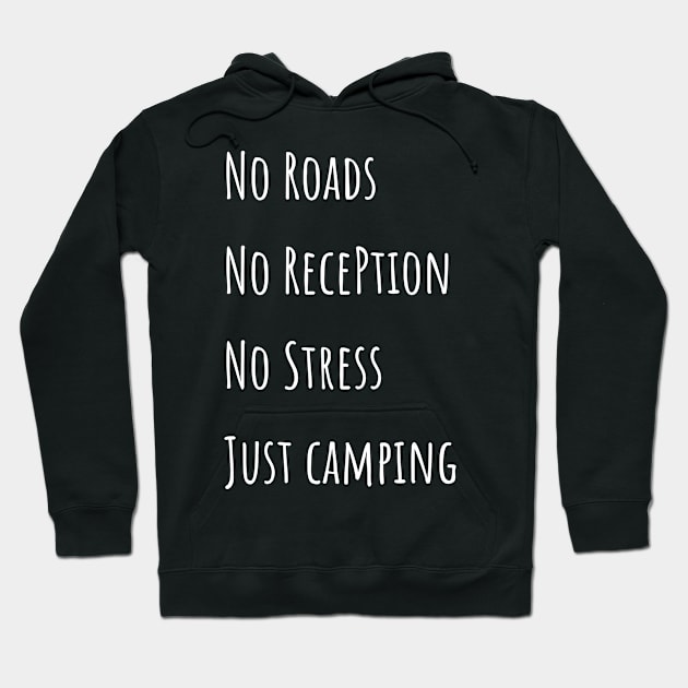 No Roads No Reception No Stress – Camping Rules Hoodie by RoadTripWin